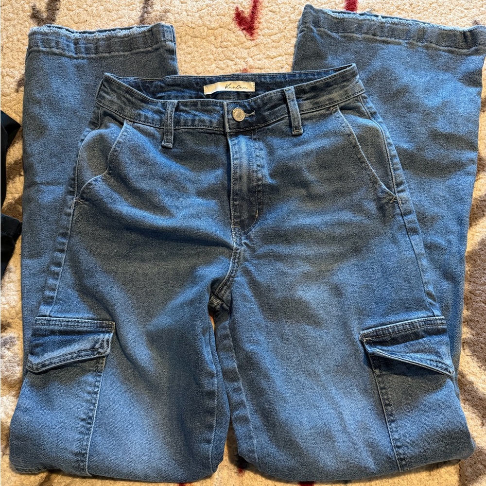 KanCan Women's Cargo Blue Jeans